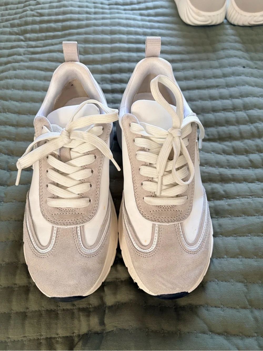 Women’s Cream and White Platform Sneakers - Designer-Inspired
